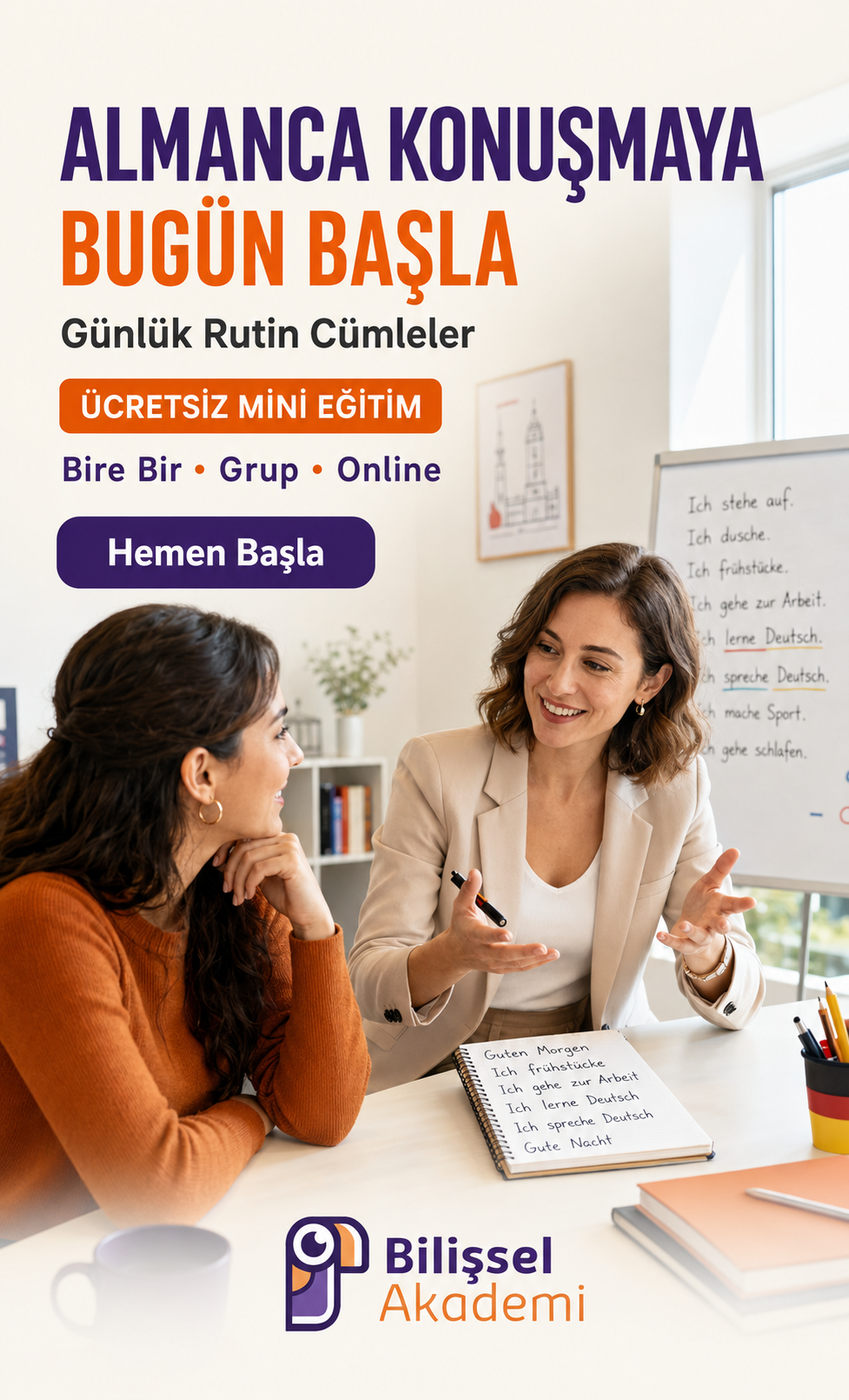 A1 Almanca Kursu: Başlangıç Seviyesi, Aile Birleşimi ve Online Eğitim